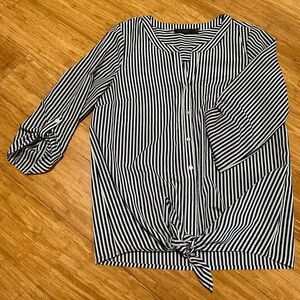 Business Casual Front Tie Blouse